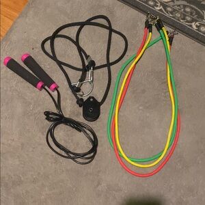 Colorful Resistance Bands and Jump Rope Set